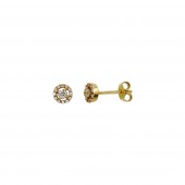 Σκουλαρίκια ροζέτα χρυσά 14Κ με ζιργκόν πέτρες - S1038