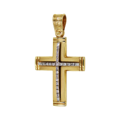 Γυναικείος δίχρωμος σταυρός 14Κ - ST1224