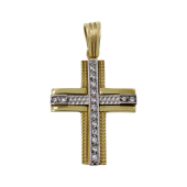 Γυναικείος δίχρωμος σταυρός 14Κ - ST1250