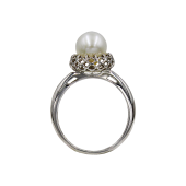 Δαχτυλίδι λευκόχρυσο 14Κ με μαργαριτάρι - MRD1007
